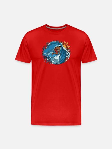 Surfer Cirkel Surfkunst - Men's Premium Organic T-Shirt - red
