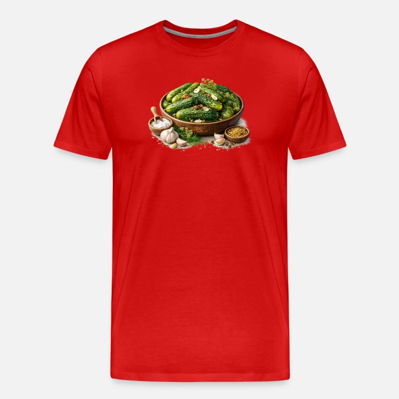 Gurkenpicks mit Knoblauch - Männer Premium Bio T-Shirt - Rot