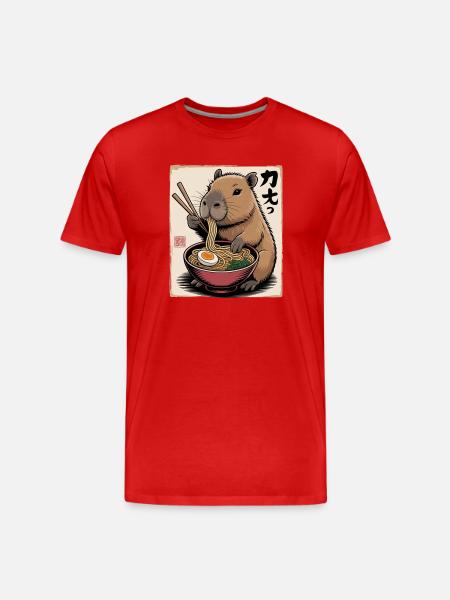 Capybara Ramen Feast - Men's Premium Organic T-Shirt - red