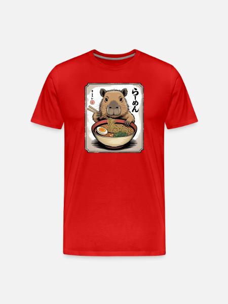 Capybara Ramen Bowl - Men's Premium Organic T-Shirt - red