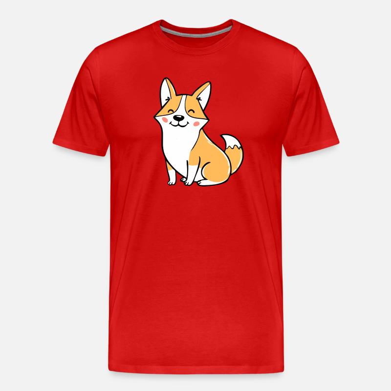 Fröhlicher Corgi (Comic) - Männer Premium Bio T-Shirt - Rot