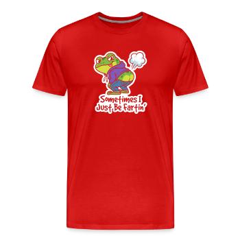 Kicherfrosch Hoodie Spruch - Männer Premium Bio T-Shirt - Rot - Vorne - Damien (186cm)