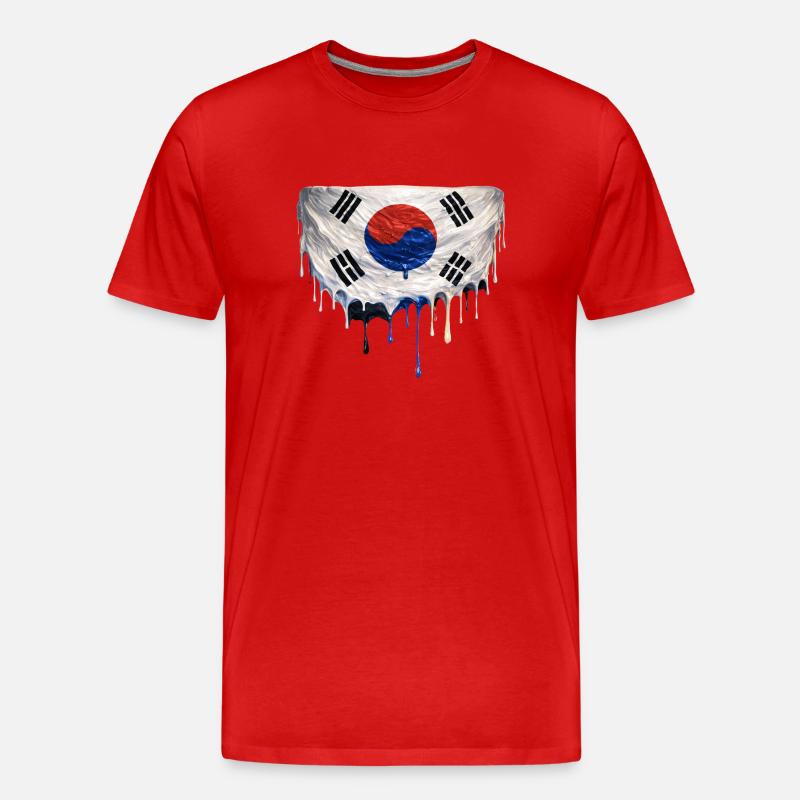 Drapeau coréen dégoulinant - T-shirt bio Premium Homme - rouge