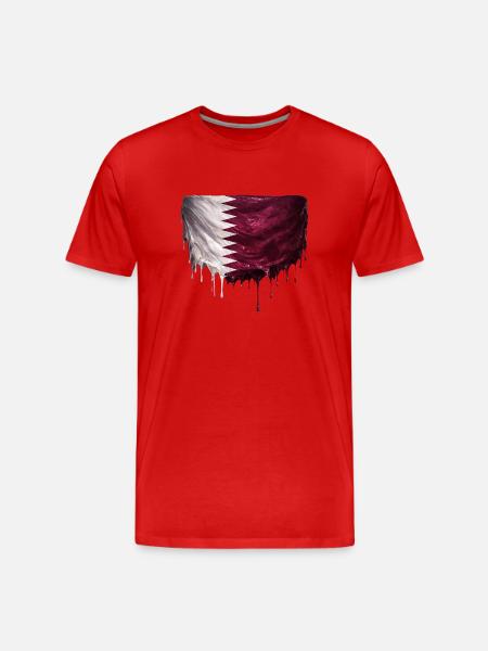 Qatar Flag in Drop Graffiti - Men's Premium Organic T-Shirt - red