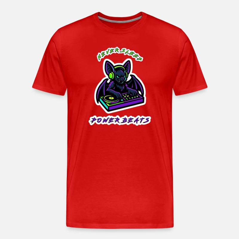 Neon Bat DJ Power Beats - Männer Premium Bio T-Shirt - Rot