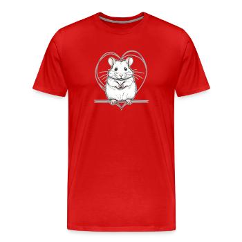 Hamster with heart - Men's Premium Organic T-Shirt - red - Front - Damien (186cm)