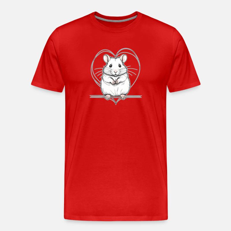 Hamster mit Herz - Männer Premium Bio T-Shirt - Rot
