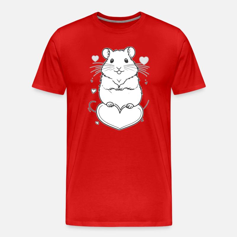Niedlicher Hamster mit Herzrahmen - Männer Premium Bio T-Shirt - Rot