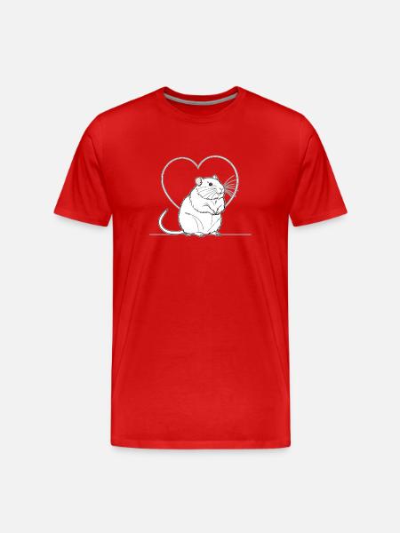 Herz-Ratte im Herzrahmen - Männer Premium Bio T-Shirt - Rot