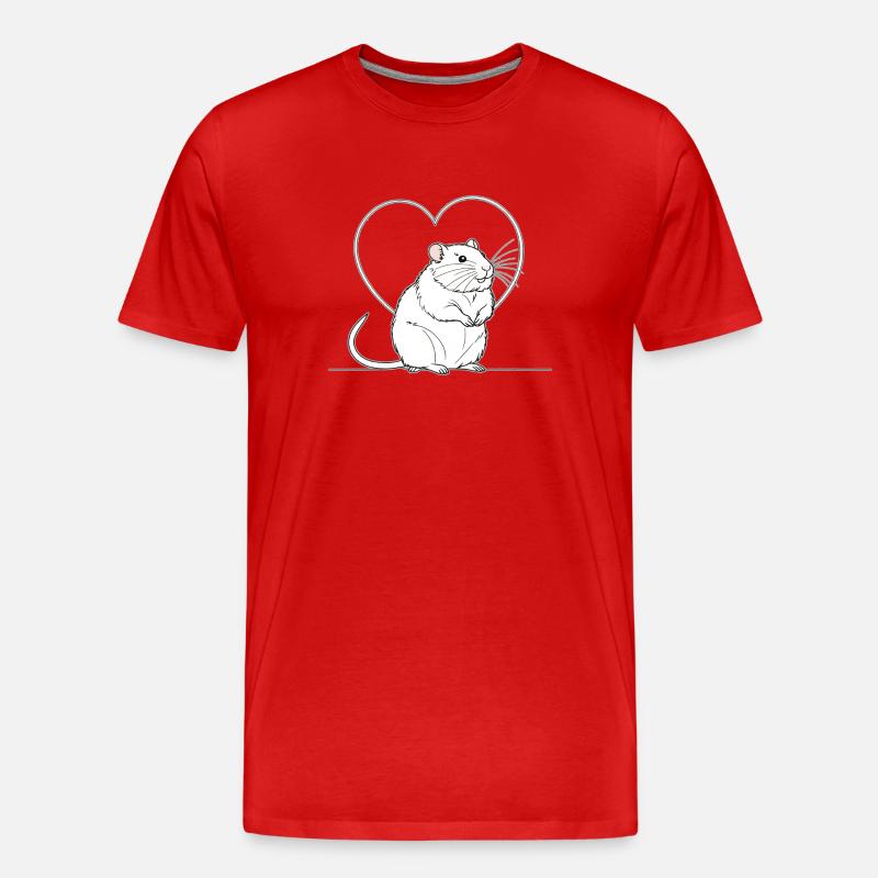 Herz-Ratte im Herzrahmen - Männer Premium Bio T-Shirt - Rot