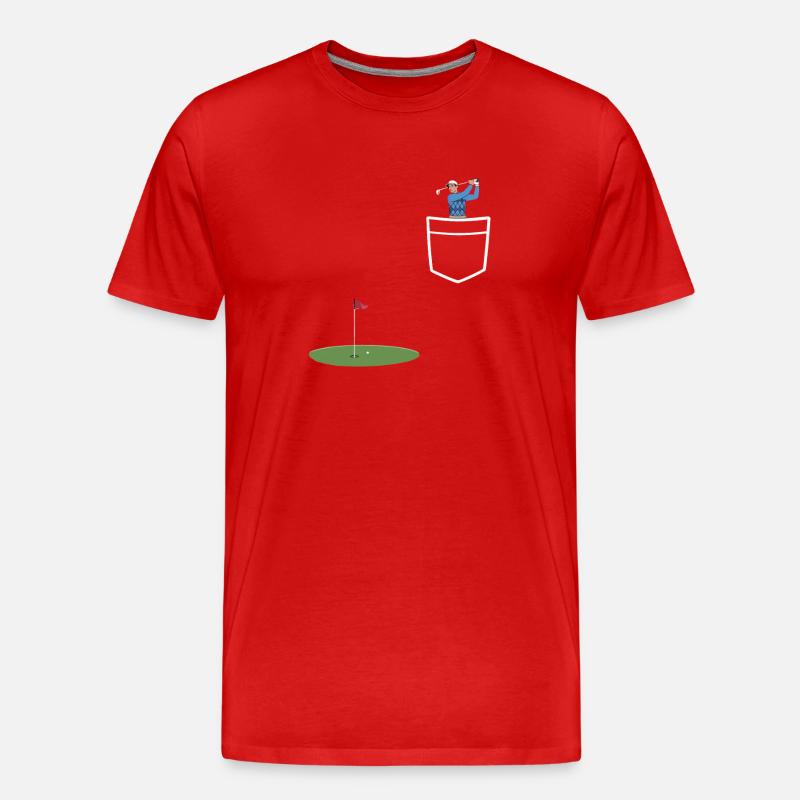 Golfer im Taschen-Pocket - Männer Premium Bio T-Shirt - Rot