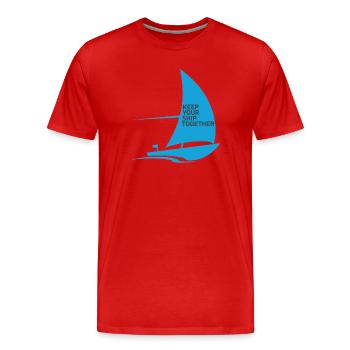 Régate Voile Chemise Voilier Yacht Équipage - T-shirt bio Premium Homme - rouge - Devant - Damien (186cm)