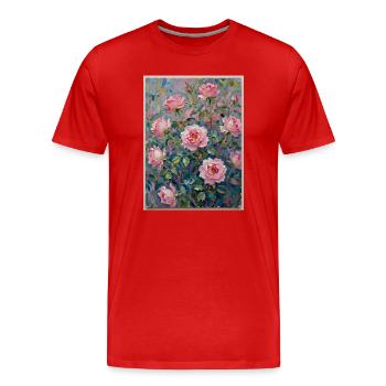 Impâte rose dans un jeu de couleurs - T-shirt bio Premium Homme - rouge - Devant - Damien (186cm)