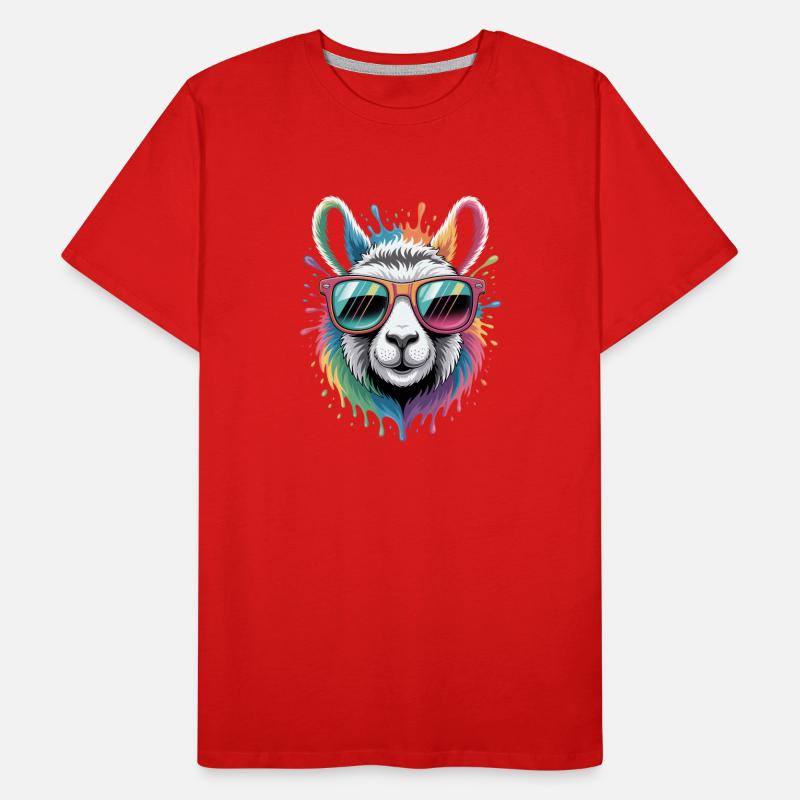 Buntes Lama Wasserfarben Spritzer Männer Premium Bio T-Shirt