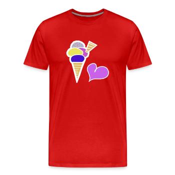 Eiscreme Eis  Eiswaffel Kinder Retro 60er - Männer Premium Bio T-Shirt - Rot - Vorne - Damien (186cm)