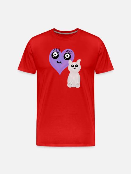 Katze Herzchen Haustiere Katzen - Männer Premium Bio T-Shirt - Rot