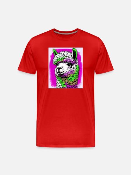 Alpaka - Männer Premium Bio T-Shirt - Rot