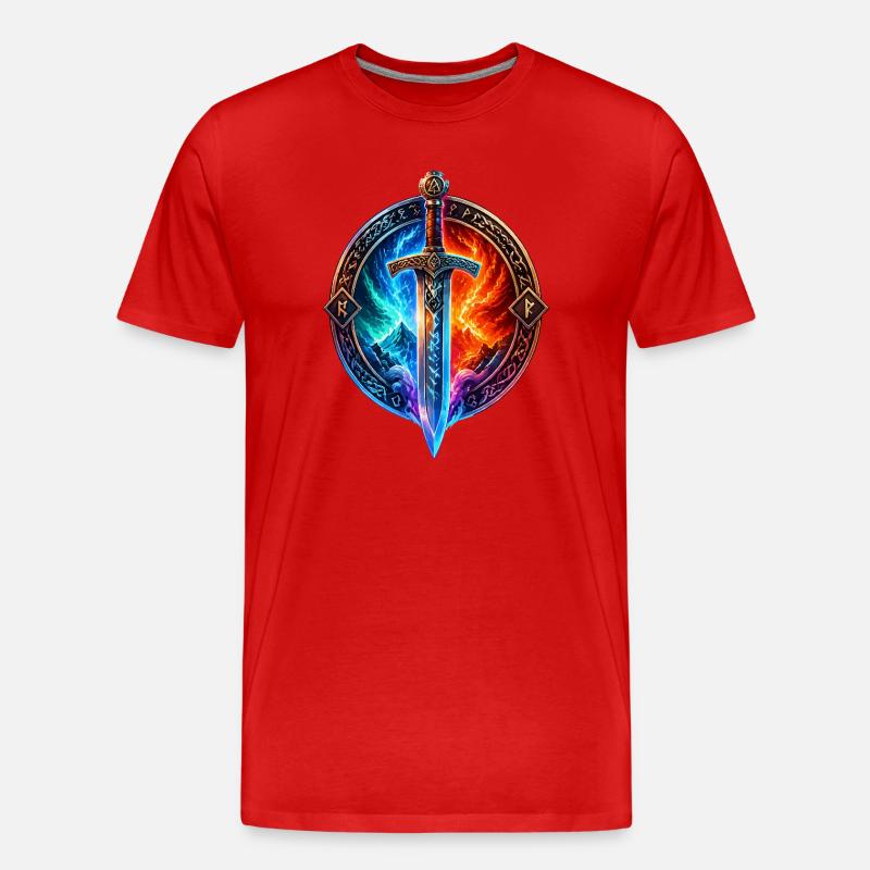 Feuer Eis Drachenschwert - Männer Premium Bio T-Shirt - Rot