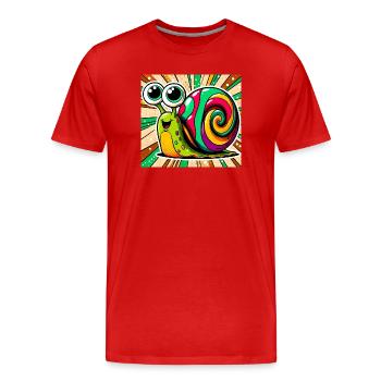 Escargot - T-shirt bio Premium Homme - rouge - Devant - Damien (186cm)