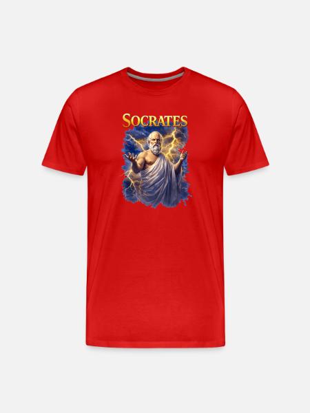 Socrates Porträt  - Männer Premium Bio T-Shirt - Rot