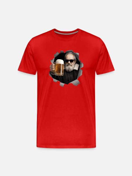Galileo Galilei with beer and sunglasses - Men's Premium Organic T-Shirt - red