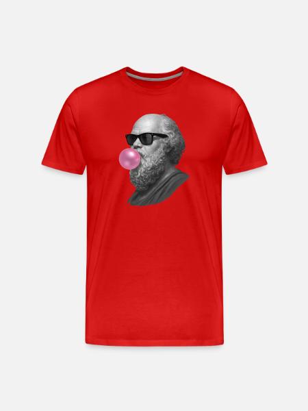 Socrates with chewing gum and sunglasses - Men's Premium Organic T-Shirt - red