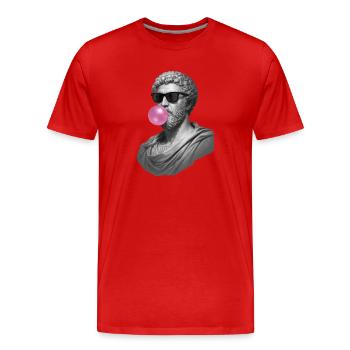 Marcus Aurelius mit Kaugummi und Sonnenbrille - Männer Premium Bio T-Shirt - Rot - Vorne - Damien (186cm)