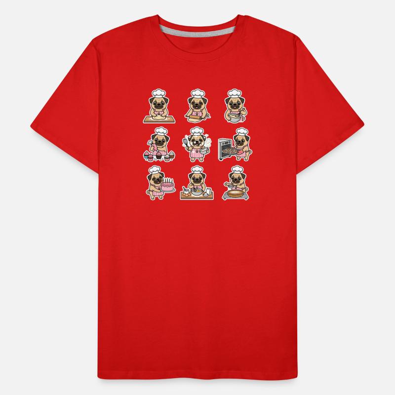 Lustiger Mops Baecker Backen Konditor Männer Premium Bio T-Shirt