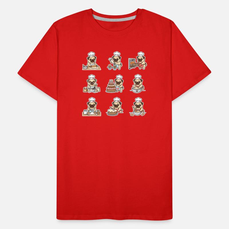 Lustiger Mops Baecker Backen Konditor Männer Premium Bio T-Shirt
