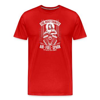 Holy Trinity Motorcycle Engine Art - Men's Premium Organic T-Shirt - red - Front - Damien (186cm)
