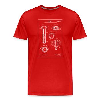 Bolt Blueprint Patent Diagram - Men's Premium Organic T-Shirt - red - Front - Damien (186cm)