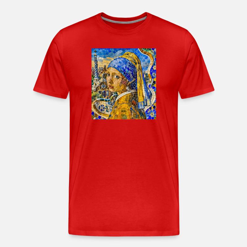 Blue Scarf Pearl - Männer Premium Bio T-Shirt - Rot