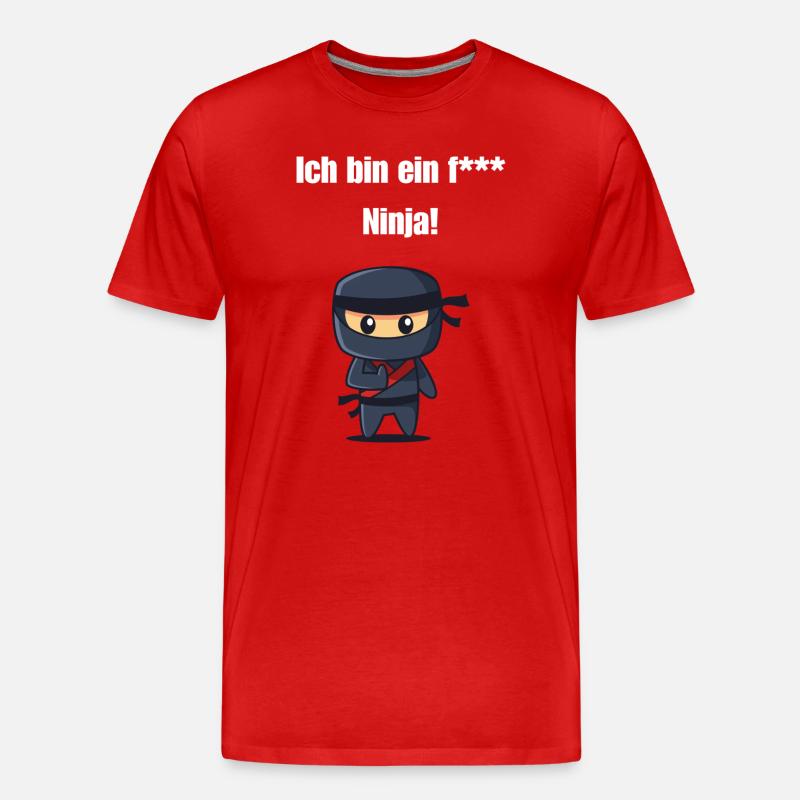 Ich bin ein f*** Ninja! - Männer Premium Bio T-Shirt - Rot