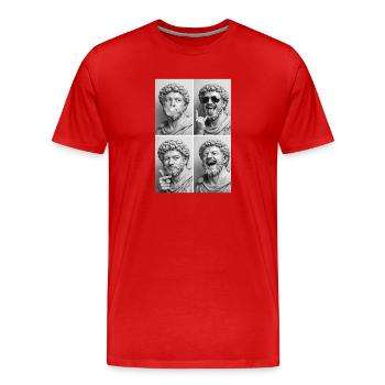 Marcus Aurelius Collage - Männer Premium Bio T-Shirt - Rot - Vorne - Damien (186cm)