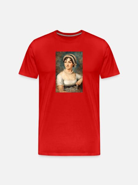 Jane Austen Portrait - Men's Premium Organic T-Shirt - red