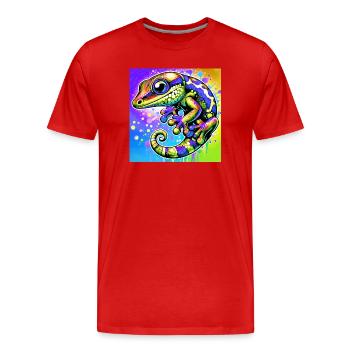 Gecko - T-shirt bio Premium Homme - rouge - Devant - Damien (186cm)