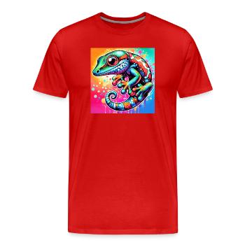 Gecko - Männer Premium Bio T-Shirt - Rot - Vorne - Damien (186cm)