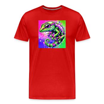 Gecko - Männer Premium Bio T-Shirt - Rot - Vorne - Damien (186cm)