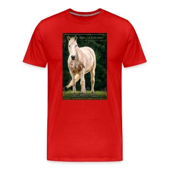 Freiheit, Kraft & Eleganz - Apfelschimmel Poster - Männer Premium Bio T-Shirt - Rot - Vorne - Damien (186cm)