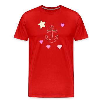 Gribouillage Pastel Anchor avec des cœurs et une étoile - T-shirt bio Premium Homme - rouge - Devant - Damien (186cm)