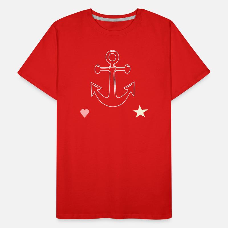Ankerlinien Motiv Herz Stern Männer Premium Bio T-Shirt