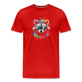 Explosion de la couleur des ratons laveurs - T-shirt bio Premium Homme - rouge - Devant - Damien (186cm)