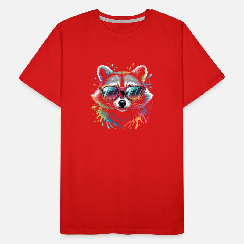 Bunter Waschbär mit Sonnenbrille Männer Premium Bio T-Shirt