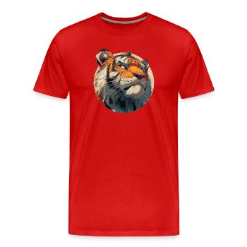 Niedlicher Tiger - Männer Premium Bio T-Shirt - Rot - Vorne - Damien (186cm)