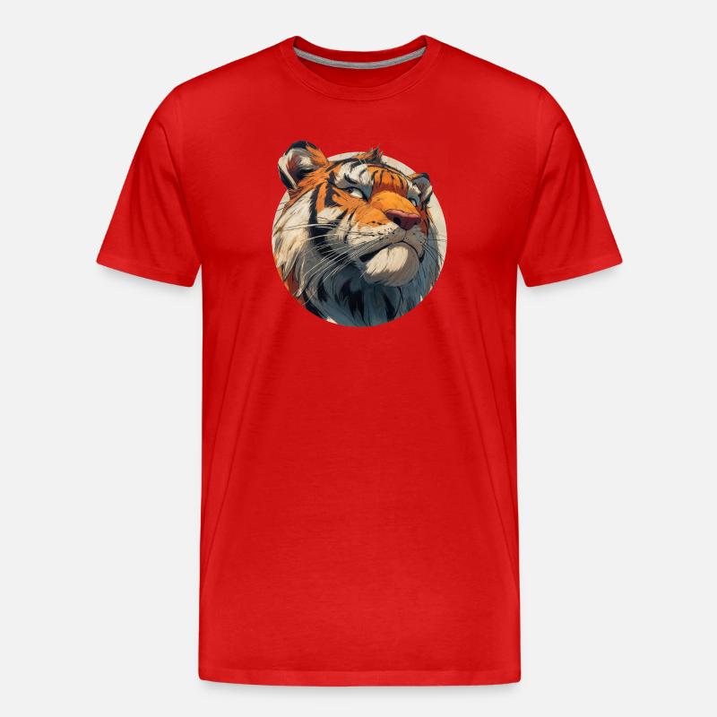 Niedlicher Tiger - Männer Premium Bio T-Shirt - Rot