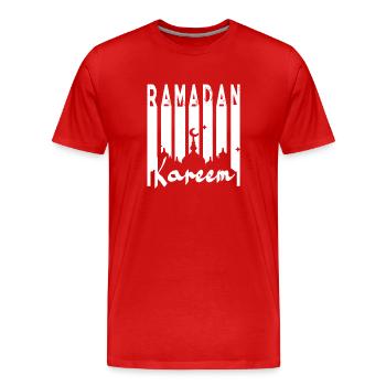 Silhouette de la mosquée Ramadan Kareem - T-shirt bio Premium Homme - rouge - Devant - Damien (186cm)