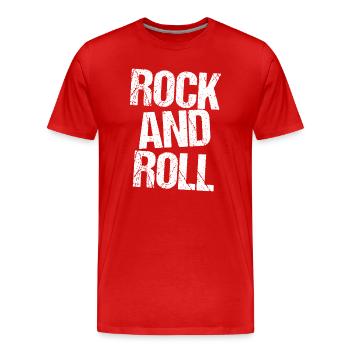 Rock'n'Roll Bold Typografie - Männer Premium Bio T-Shirt - Rot - Vorne - Damien (186cm)