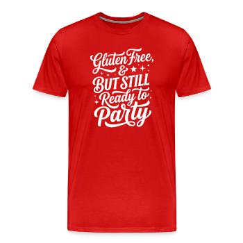Humour des paroles de fête sans gluten - T-shirt bio Premium Homme - rouge - Devant - Damien (186cm)