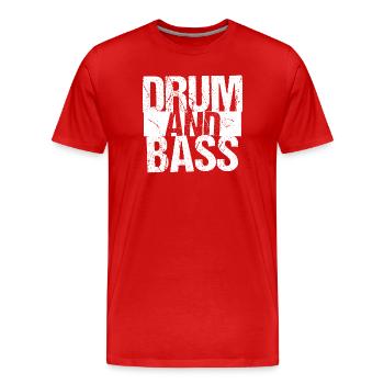 Drum and Bass Typographie Logo musique - T-shirt bio Premium Homme - rouge - Devant - Damien (186cm)