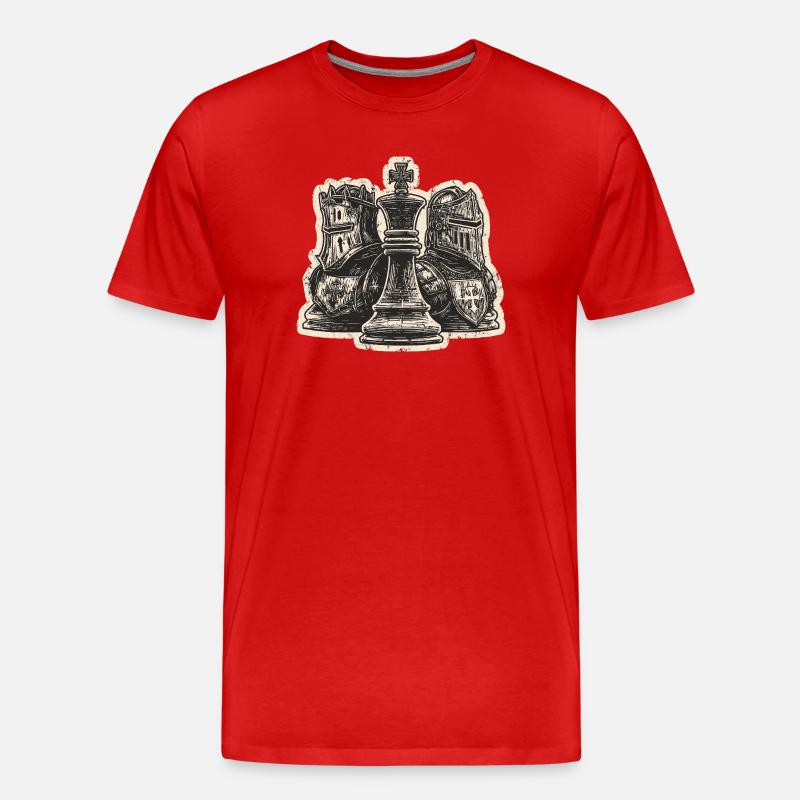Skakridder Middelalderlige figurer for mænd - Herre Premium T-shirt økologisk - rød